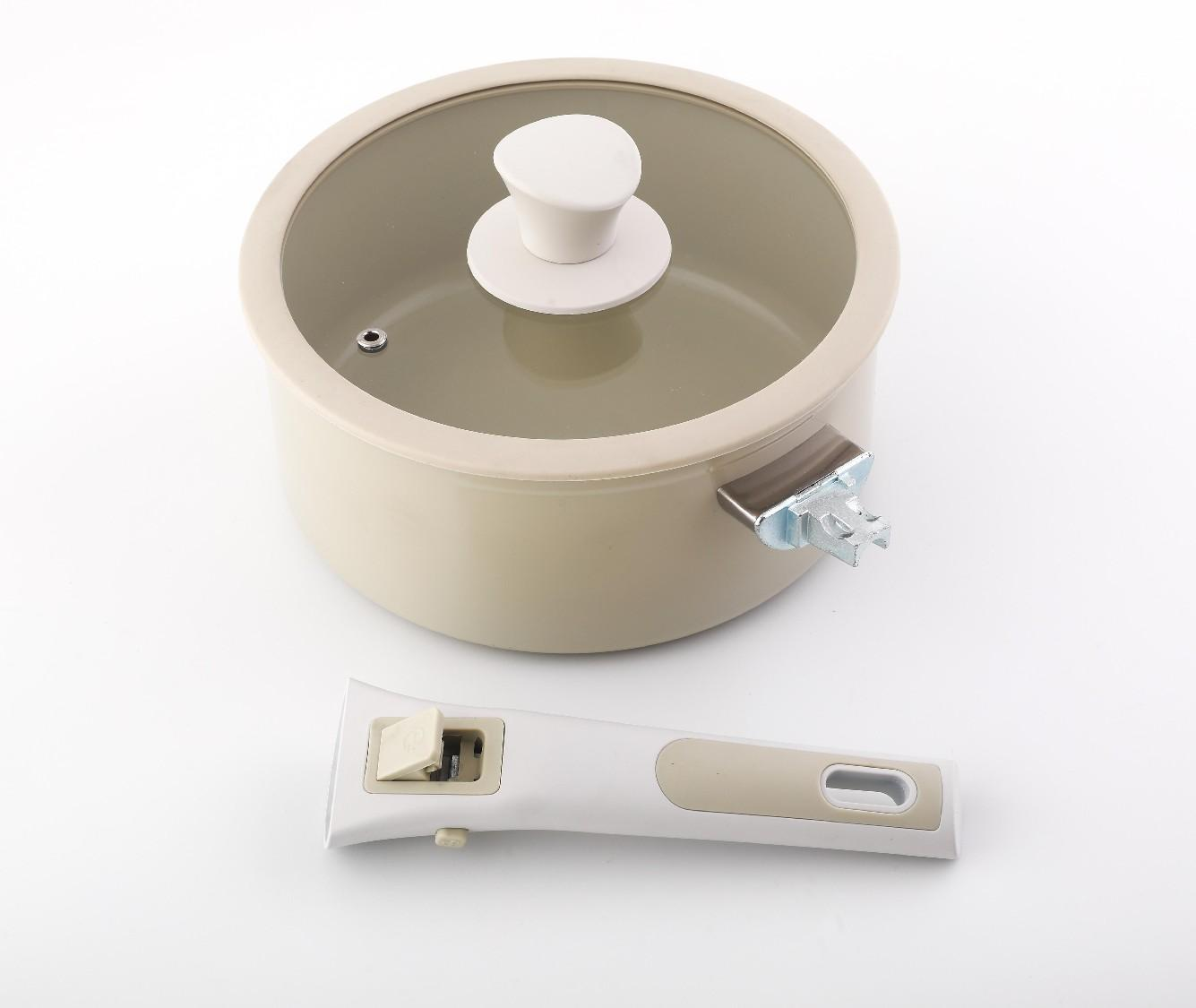 6PCS Stackable Aluminum Cookware Set with Detachable Handles