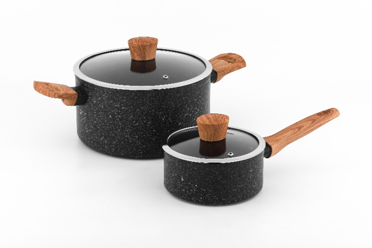 4PCS Aluminum Cookware Set with Non Stick Granite