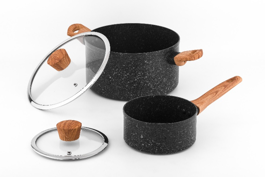 4PCS Aluminum Cookware Set with Non Stick Granite